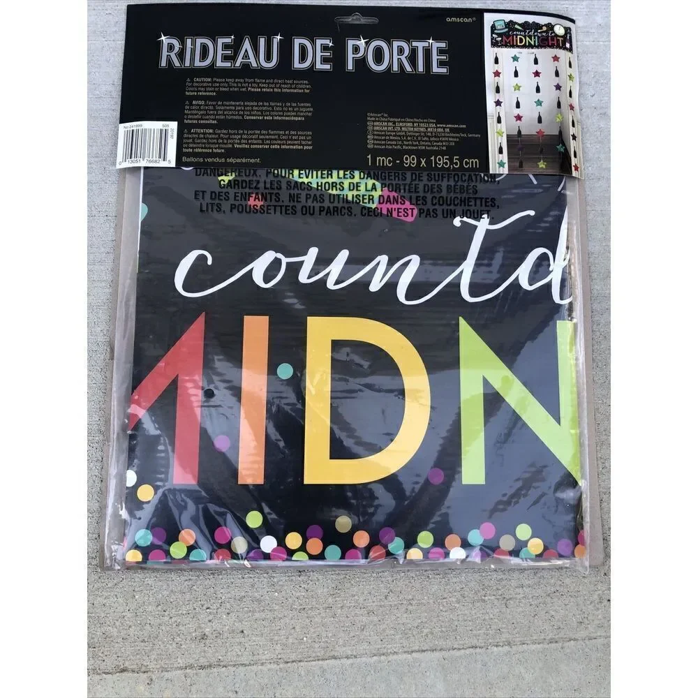 New Year’s Eve Countdown to Midnight Doorway Curtain Jewel Tones 39”x77”